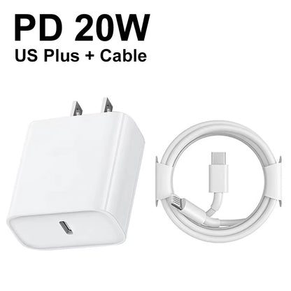 PD 20W USB-C Fast Charger for Apple iPhone 15 Pro Max, 14, 13, 12 Mini, 11, XS, XR, 8 Plus – Quick Charging Power Adapter with Cable for iPhone Accessories