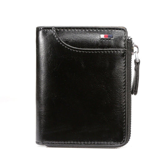 Men's RFID Blocking Wallet - Leather Credit Card & ID Holder with Zipper Purse - Waterproof, Slim & Secure