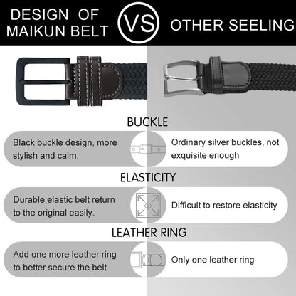 Men’s Elastic Belt – Braided Black & Blue Belt, Adjustable & Stylish