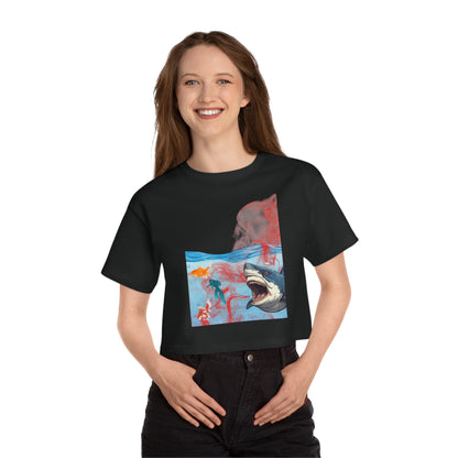 Champion Women’s Cropped T-Shirt - Shark & Ocean Design