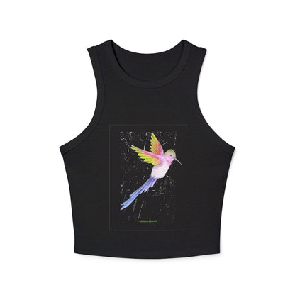 Women’s Micro Rib Racer Tank Top - Colorful Bird Design