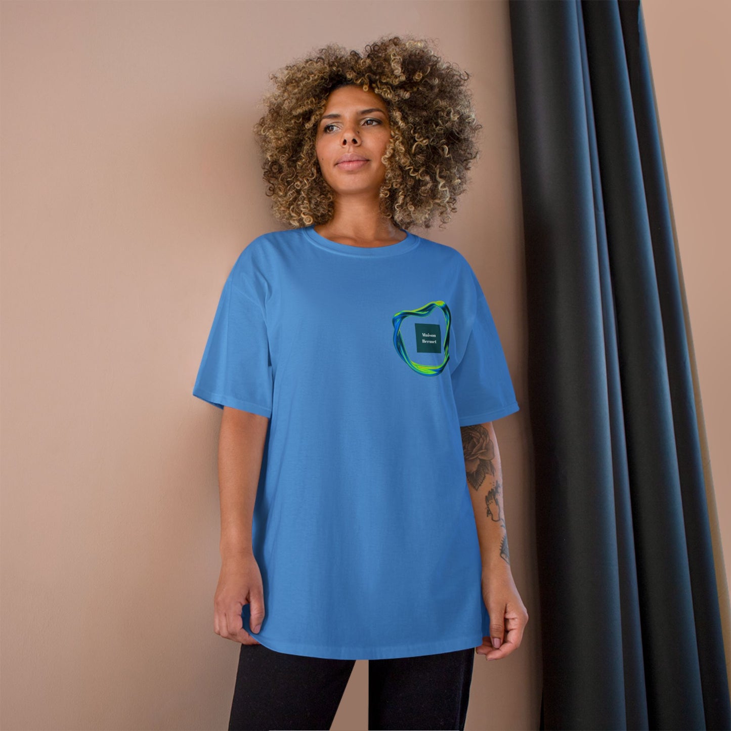 Champion T-Shirt - All Green Color Tone Logo with Eccentric Shape - Unisex Bold Style