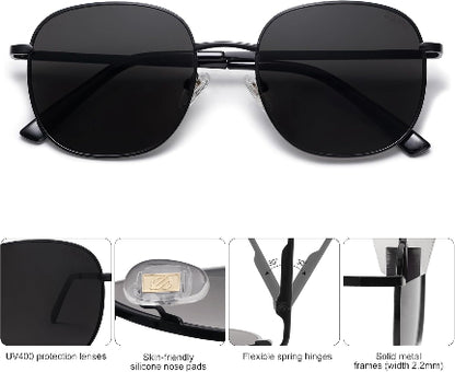 Men’s Trendy Square Sunglasses – Oversized Gold Frame Fashion Shades (SJ1137)