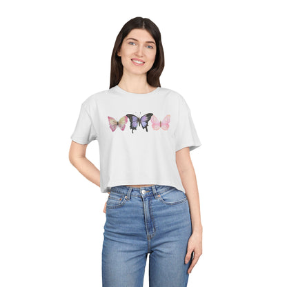 Women’s Crop Tee - Butterflies - Playful Summer Style