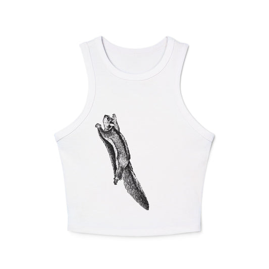 Squirrel Graphic Women’s Micro Rib Racer Tank Top - Fun & Chic Style