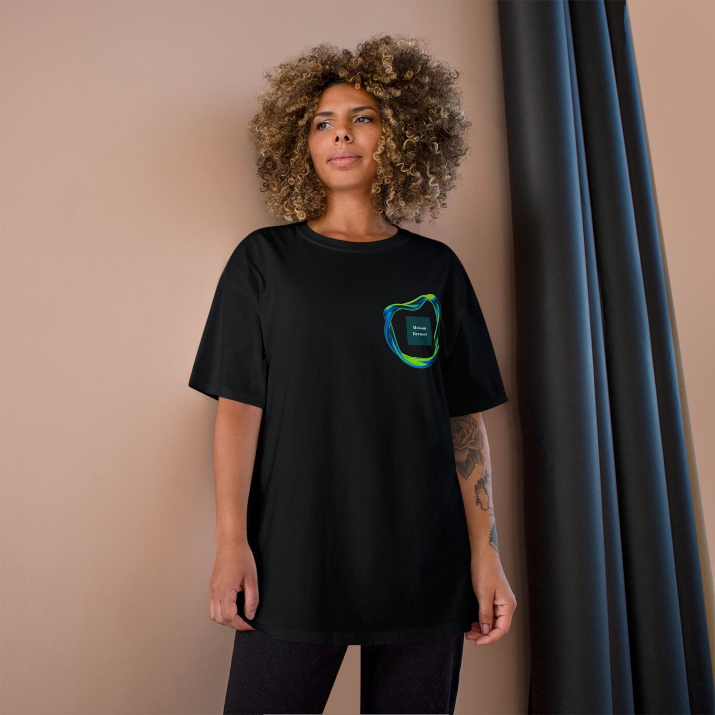 Champion T-Shirt - All Green Color Tone Logo with Eccentric Shape - Unisex Bold Style