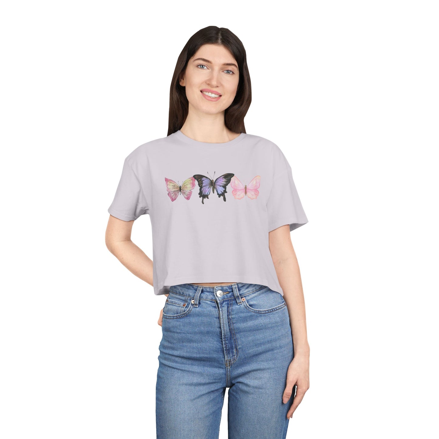 Women’s Crop Tee - Butterflies - Playful Summer Style