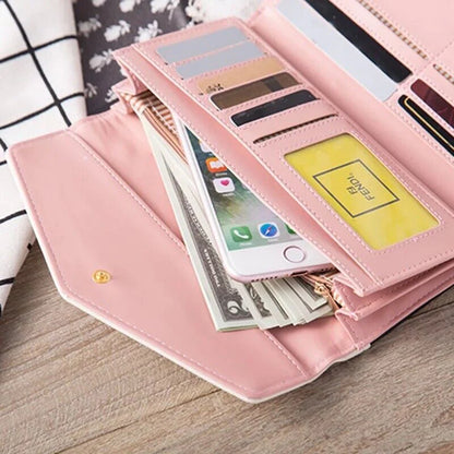 "Fashion Women's Leather Envelope Clutch Wallet – Long Card Holder Handbag"