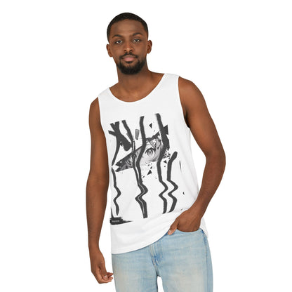 Men’s Garment-Dyed Tank Top - Abstract Eye Design for Bold Creatives