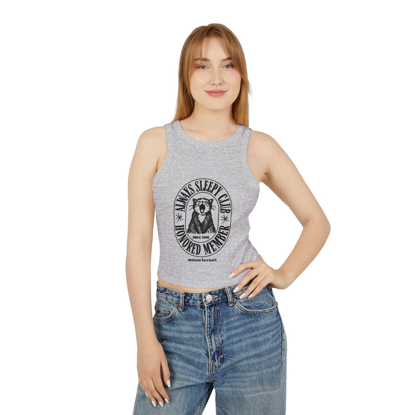 Women’s Micro Rib Racer Tank Top - Always Sleepy Club Honored Member