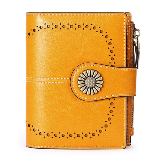 "Small Women's Genuine Leather Wallet – RFID Blocking Bifold Card Holder Purse"