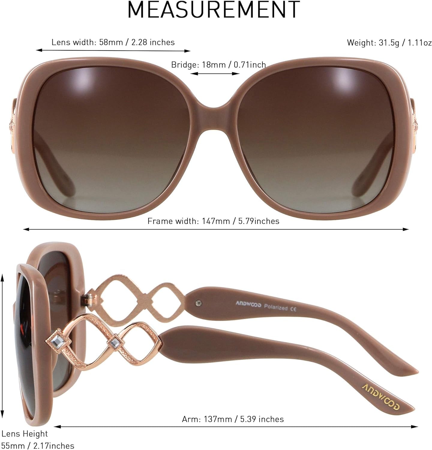 Oversized Square Sunglasses for Women – Trendy Retro Wide Frame UV Protection Shades