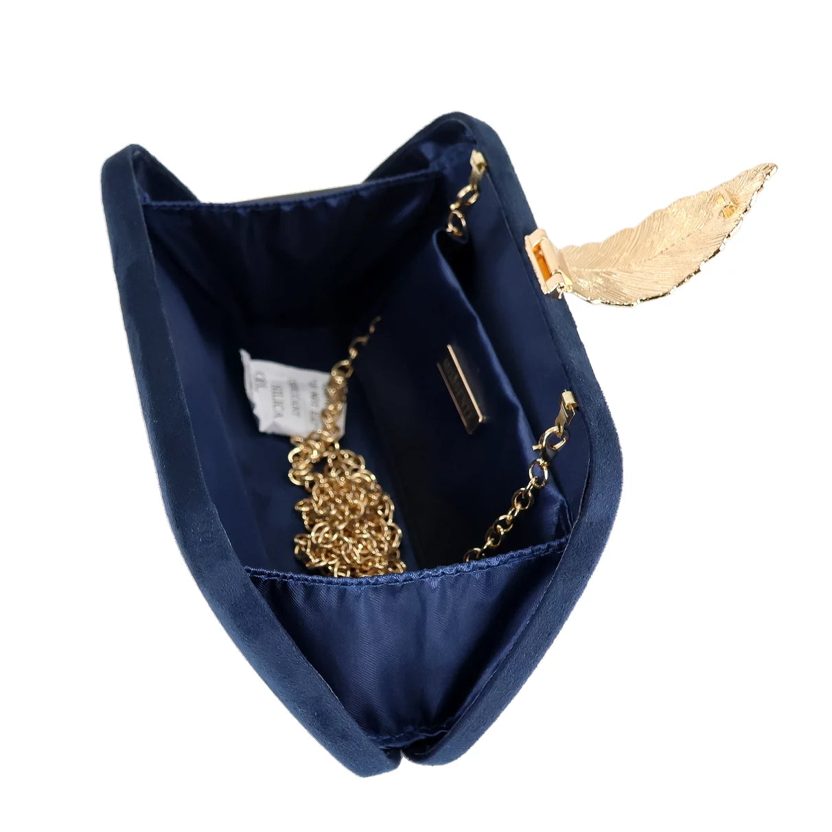 "Women's Faux Suede Solid Clutch Handbag – Navy Blue"