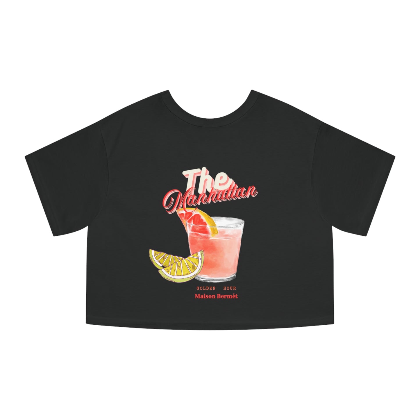 Cropped Cocktail Tee - 'The Manhattan' Drink Design - Women’s Summer Style