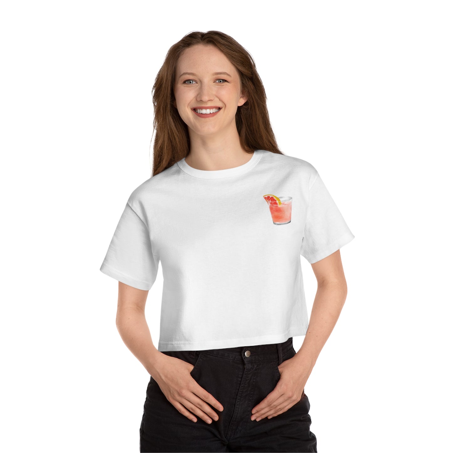 Cropped Cocktail Tee - 'The Manhattan' Drink Design - Women’s Summer Style