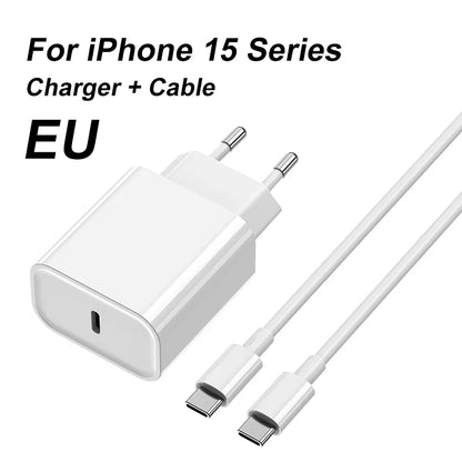 PD 20W USB-C Fast Charger for Apple iPhone 15 Pro Max, 14, 13, 12 Mini, 11, XS, XR, 8 Plus – Quick Charging Power Adapter with Cable for iPhone Accessories