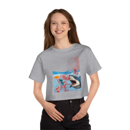 Champion Women’s Cropped T-Shirt - Shark & Ocean Design