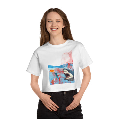 Champion Women’s Cropped T-Shirt - Shark & Ocean Design