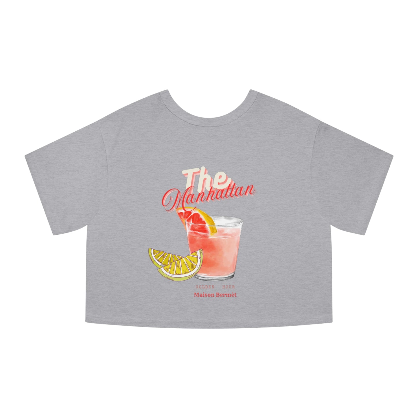 Cropped Cocktail Tee - 'The Manhattan' Drink Design - Women’s Summer Style