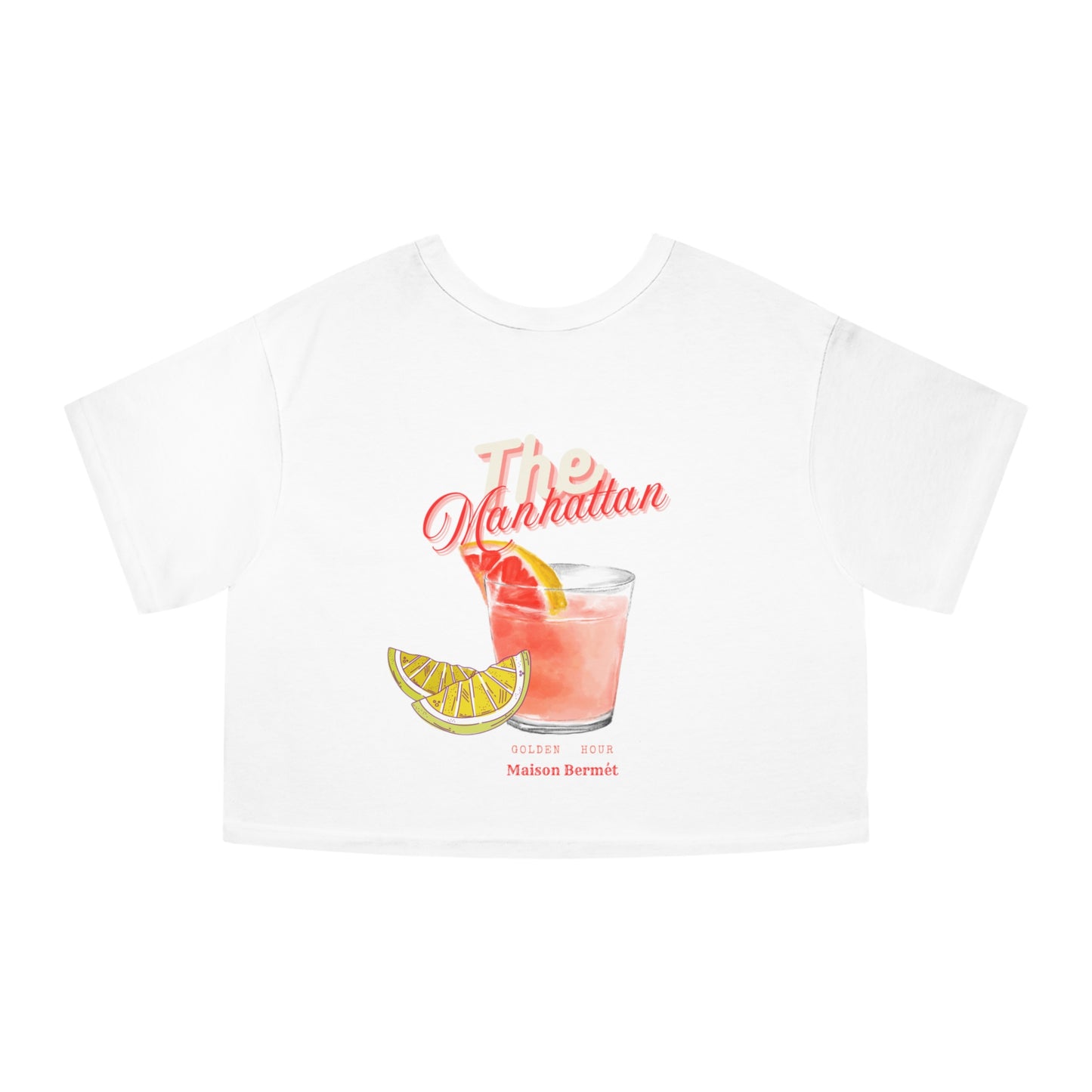 Cropped Cocktail Tee - 'The Manhattan' Drink Design - Women’s Summer Style