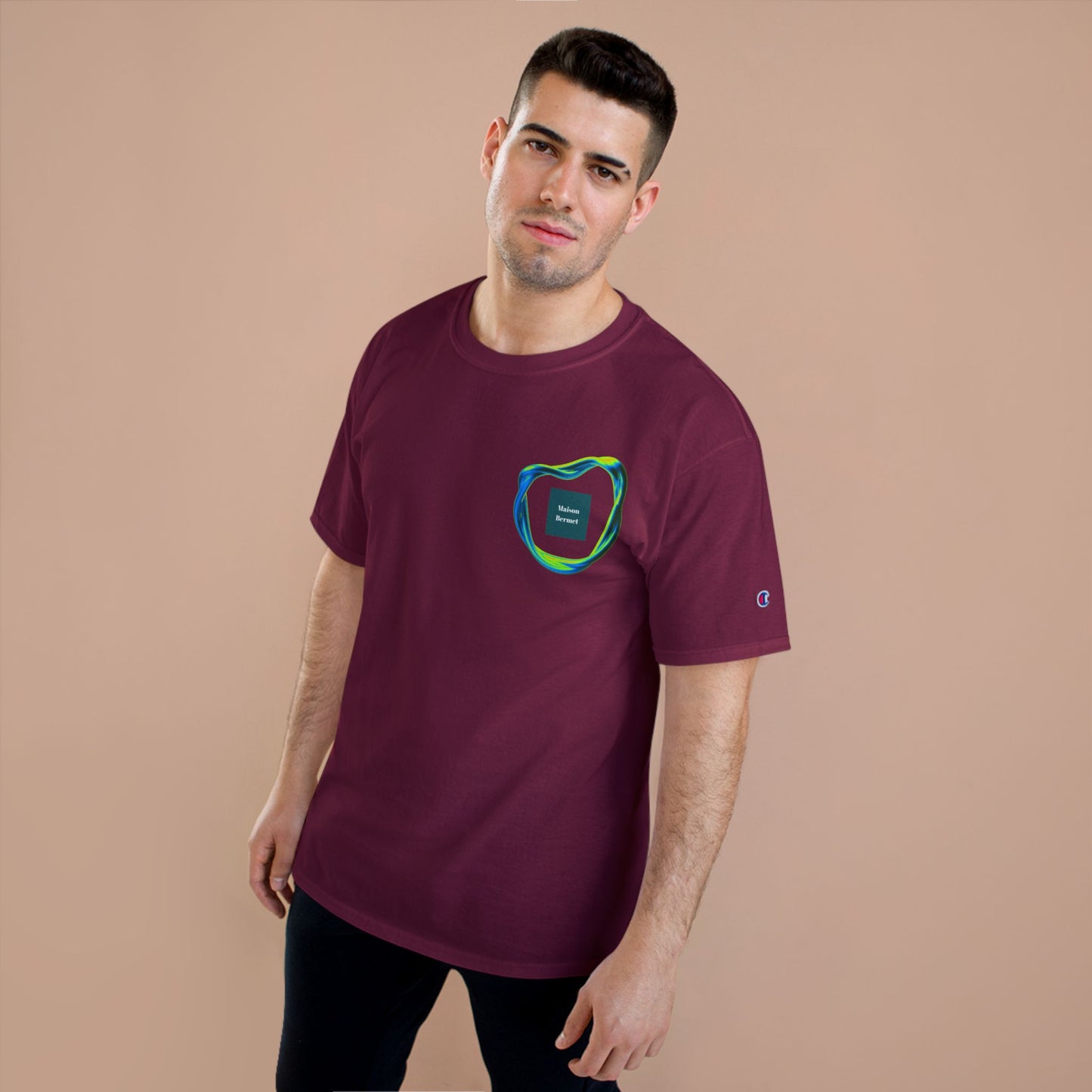 Champion T-Shirt - All Green Color Tone Logo with Eccentric Shape - Unisex Bold Style