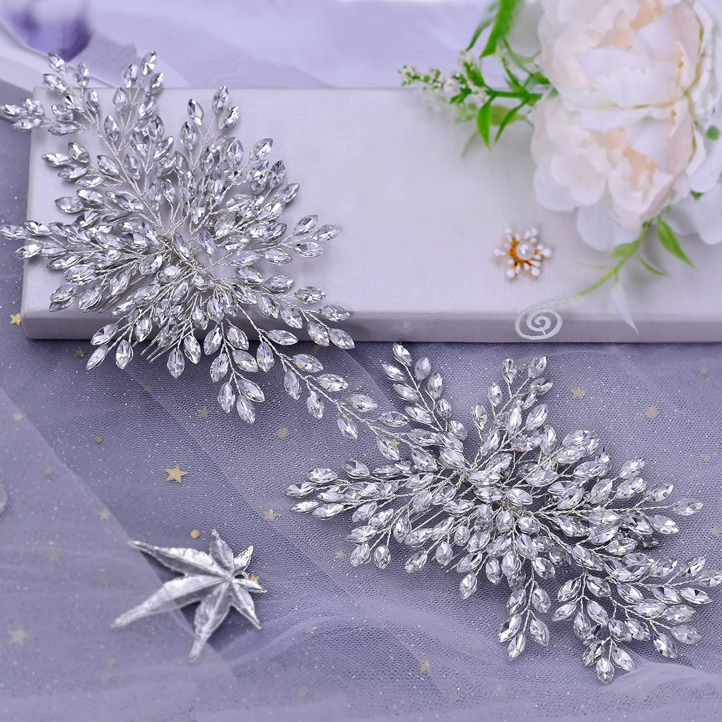 Bridal Wedding Hair Comb – Rhinestone Headpiece & Crystal Hair Accessories for Women & Girls, One Size (Silver)