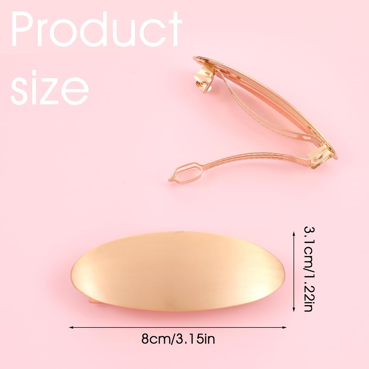 3 Inch Oval Gold Hair Barrette – Vintage French Metal Clip for Long Thick Hair, Non-Slip Wedding & Prom Hair Accessory