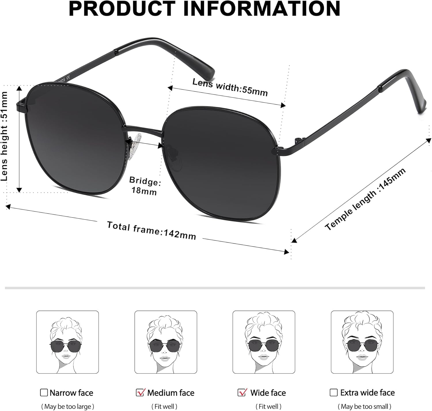 Men’s Trendy Square Sunglasses – Oversized Gold Frame Fashion Shades (SJ1137)