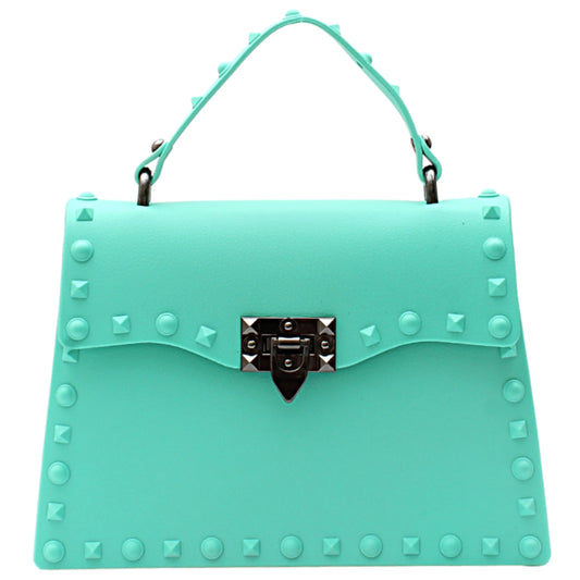 "Brand Female Studded Crossbody Handbag – Medium Jelly Purse for Women (Mint)"