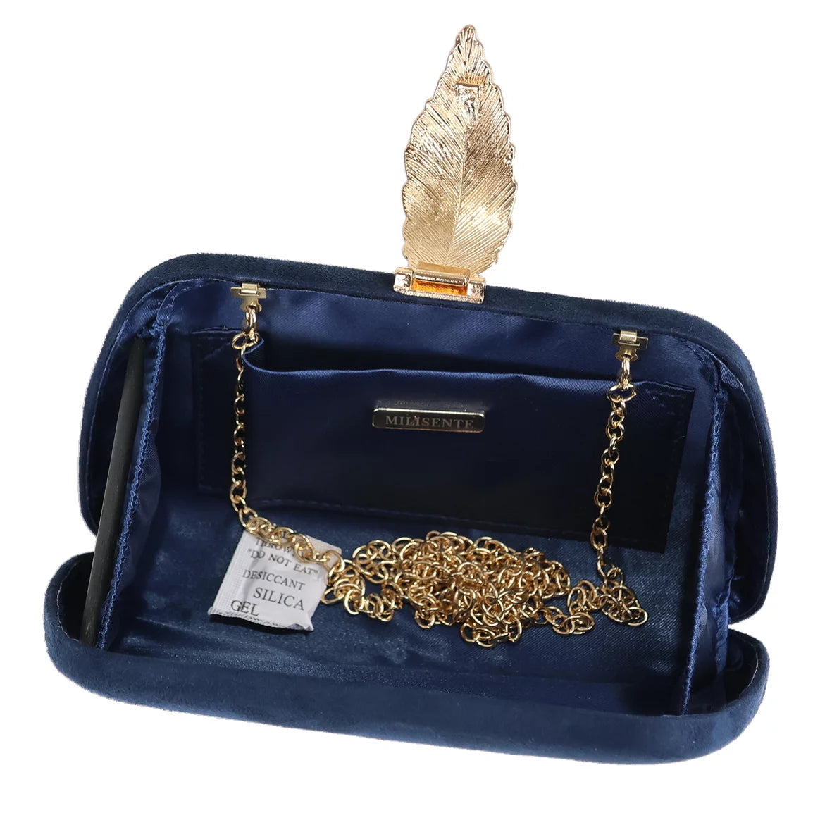 "Women's Faux Suede Solid Clutch Handbag – Navy Blue"