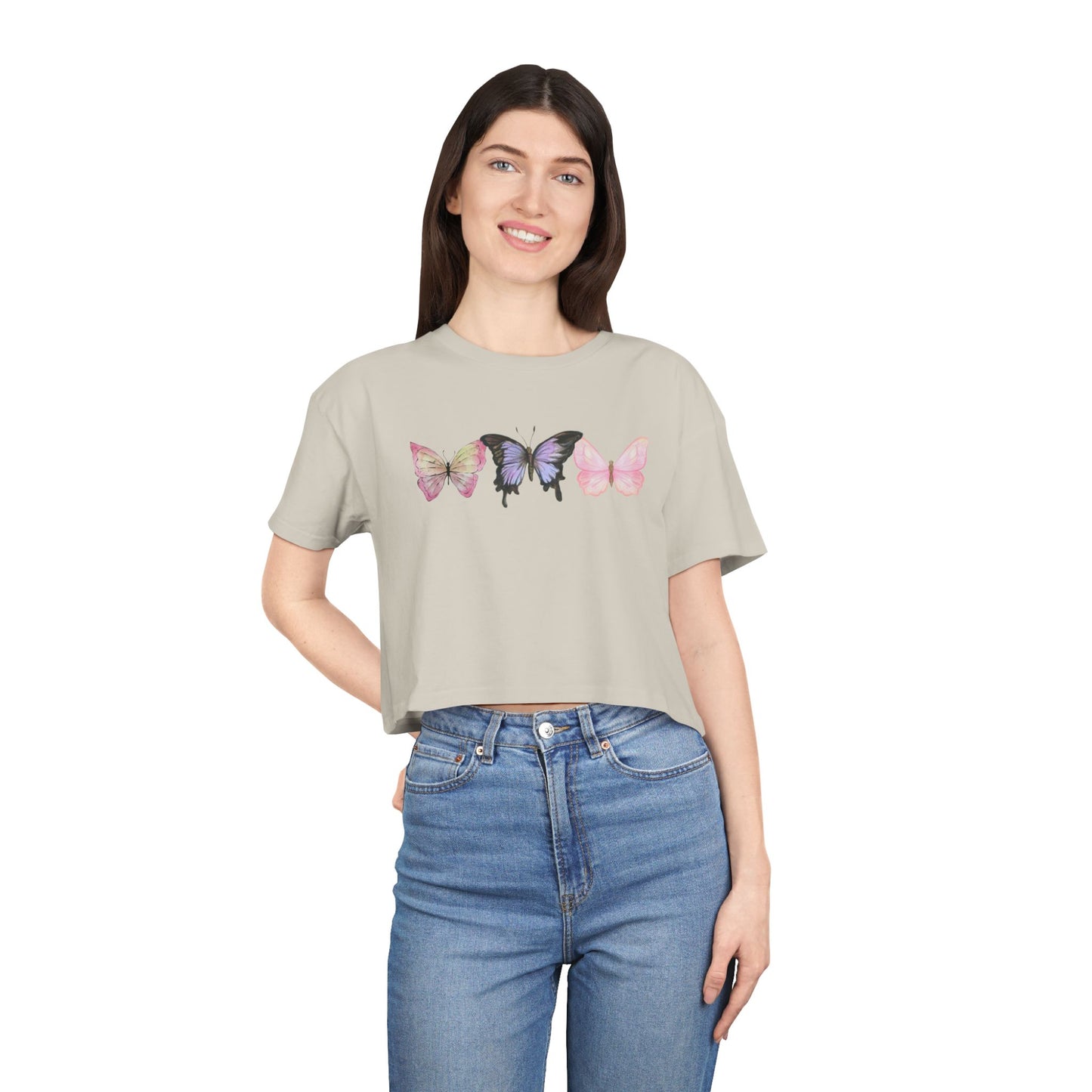 Women’s Crop Tee - Butterflies - Playful Summer Style