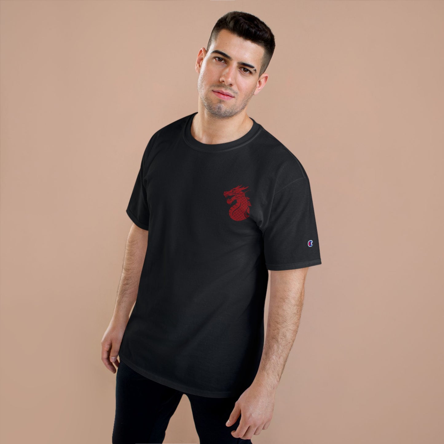 Champion T-Shirt - Red Dragon Elegant Design - Men Sophistication - Casual Style