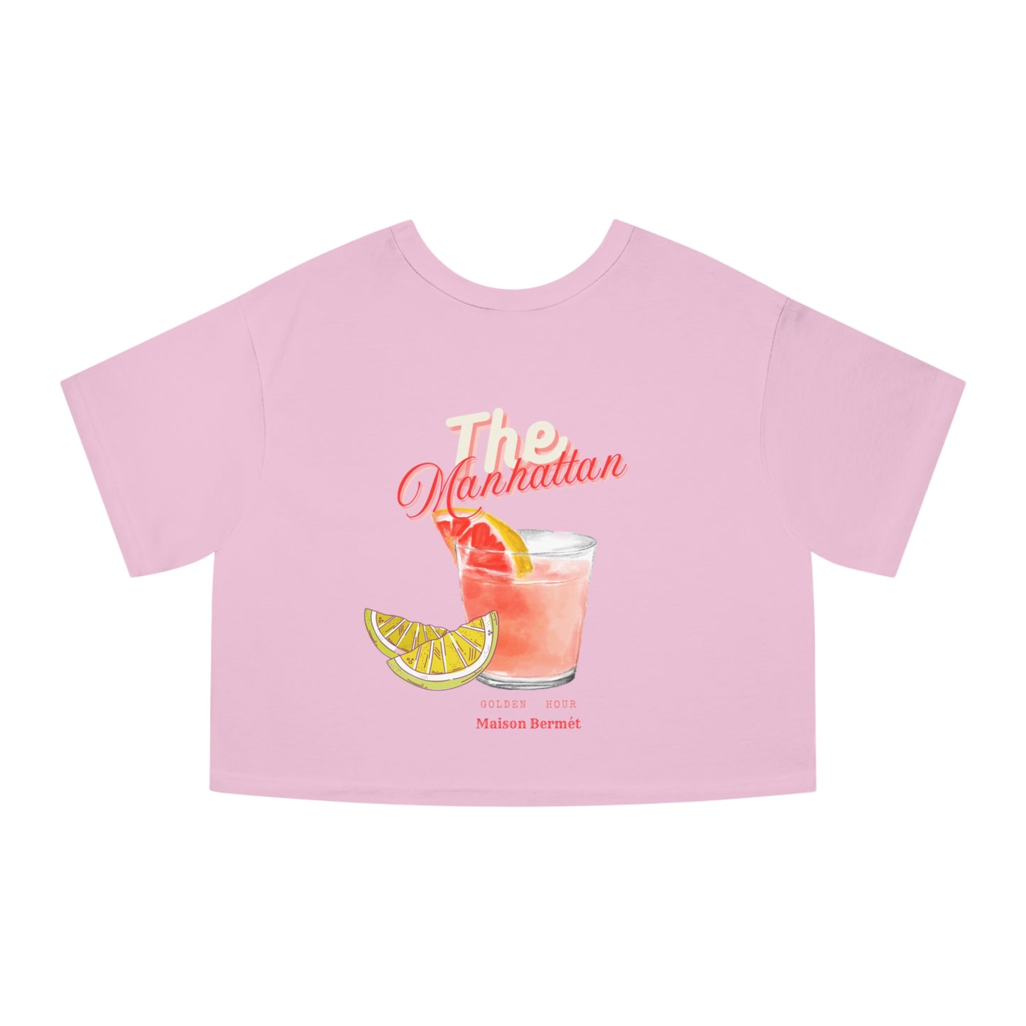 Cropped Cocktail Tee - 'The Manhattan' Drink Design - Women’s Summer Style