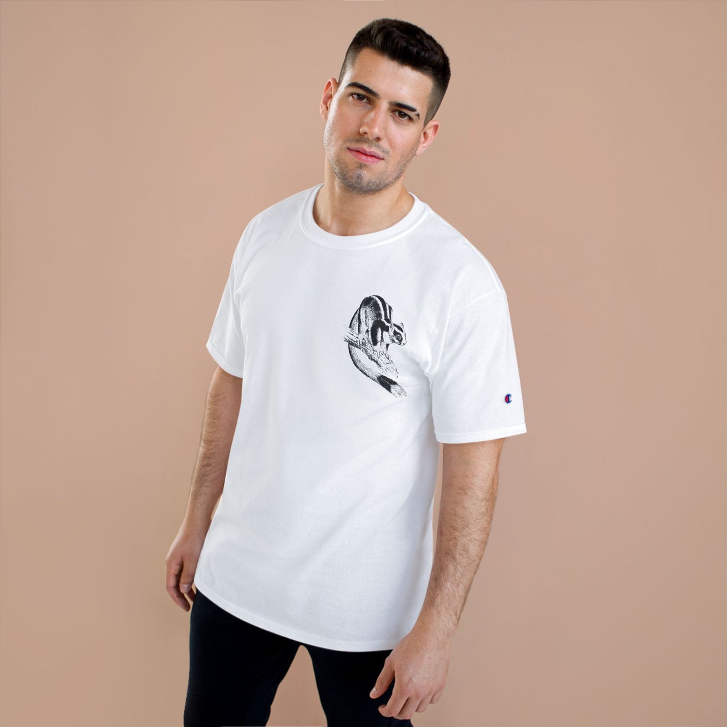 Vintage-Inspired Champion T-Shirt with Animal Print - Nature Lover’s Classic