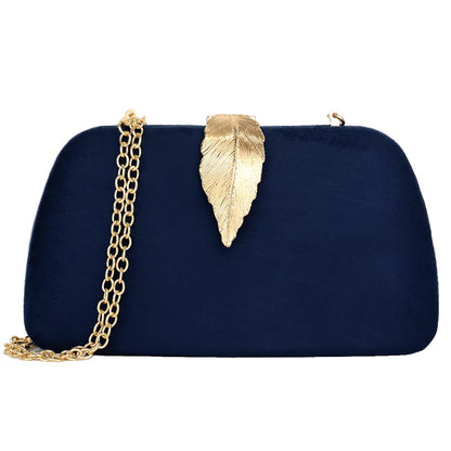 "Women's Faux Suede Solid Clutch Handbag – Navy Blue"