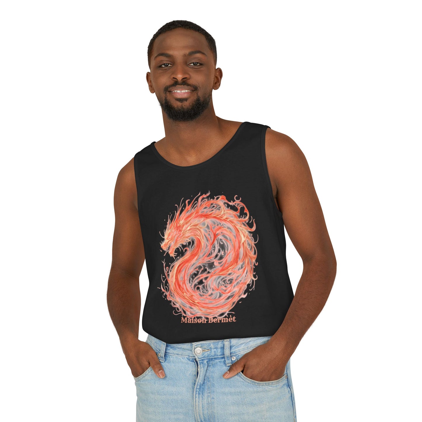 Men’s Dragon Graphic Tank Top - Summer Vibes & Festival Ready