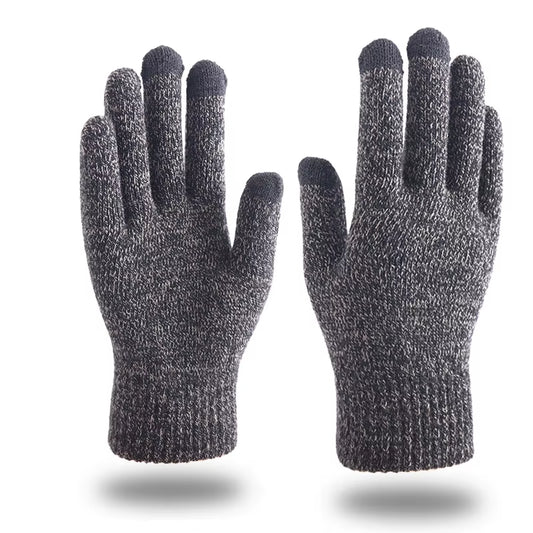 Winter Touchscreen Gloves for Men – Warm Knitted Full Finger Anti-Slip Gloves