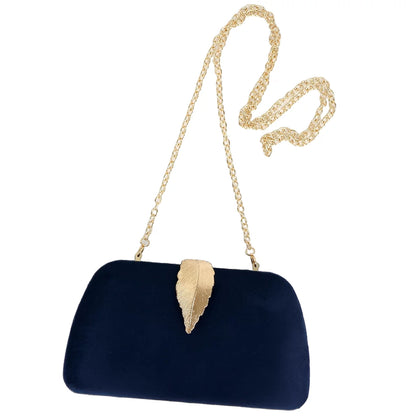 "Women's Faux Suede Solid Clutch Handbag – Navy Blue"