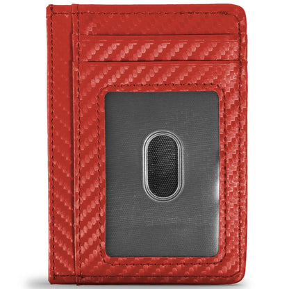 Slim RFID Blocking Wallet – Vegan Leather Credit Card Holder for Men, Red