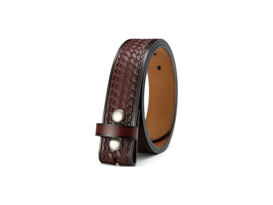 Maison Bermèt Men’s Western Genuine Leather Belt without Buckle – Cowboy-Style Full Grain Leather Belt for Casual Jeans