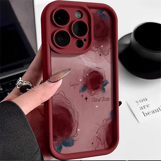 Creative Blooming Rose Silicone Phone Case – Elegant & Shockproof iPhone Cover