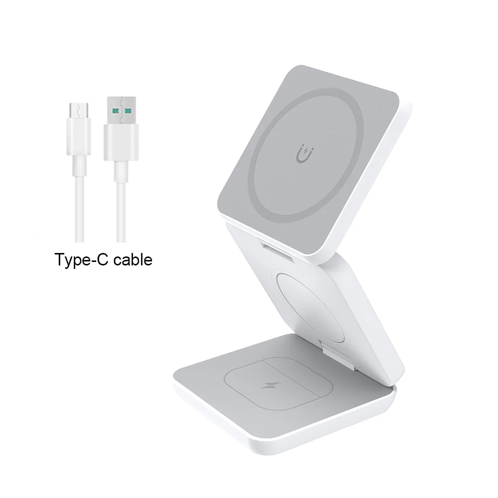 Wireless Charger 3 in 1 Foldable Magnetic Wireless Charging Station for Iphone 15 14 13 12 Pro Max Apple Watch 8 9 Charger