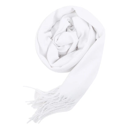 Winter Wool Scarf – Soft Cashmere Shawl with Long Tassels, Warm Solid Color Scarf for Men