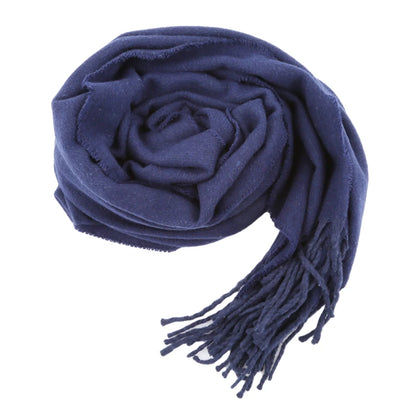 Winter Wool Scarf – Soft Cashmere Shawl with Long Tassels, Warm Solid Color Scarf for Men