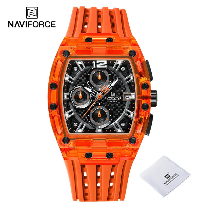 New Men's Quartz Sports Watch – Multifunction Chronograph, 5ATM Waterproof Silicone Band, Casual Fashion Wristwatch