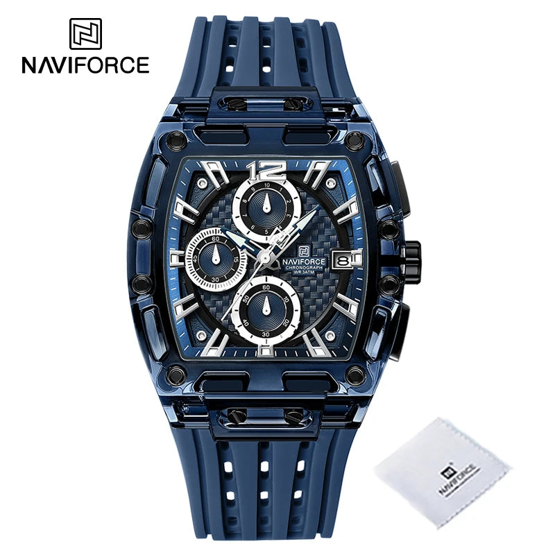 New Men's Quartz Sports Watch – Multifunction Chronograph, 5ATM Waterproof Silicone Band, Casual Fashion Wristwatch