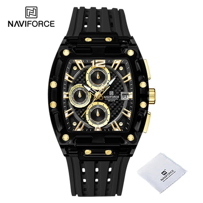 New Men's Quartz Sports Watch – Multifunction Chronograph, 5ATM Waterproof Silicone Band, Casual Fashion Wristwatch