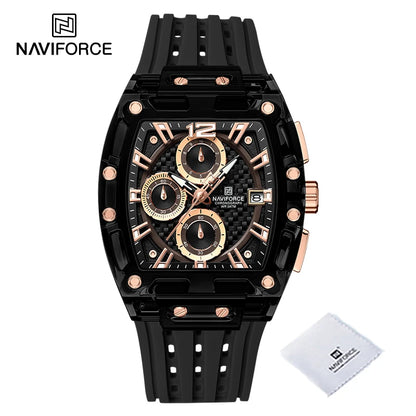 New Men's Quartz Sports Watch – Multifunction Chronograph, 5ATM Waterproof Silicone Band, Casual Fashion Wristwatch