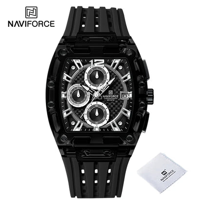 New Men's Quartz Sports Watch – Multifunction Chronograph, 5ATM Waterproof Silicone Band, Casual Fashion Wristwatch