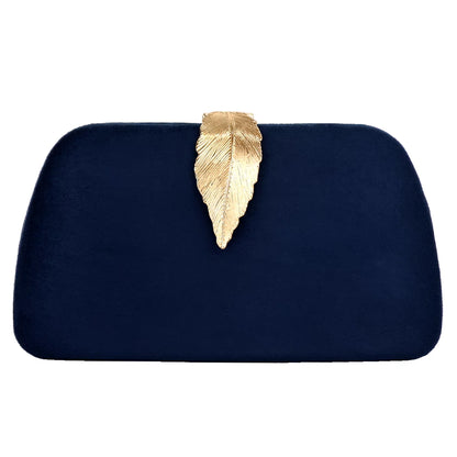 "Women's Faux Suede Solid Clutch Handbag – Navy Blue"